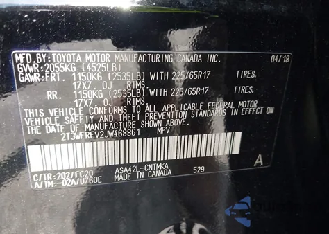 2018 Toyota Rav4 Xle z USA, uszkodzony, nr VIN 2T3WFREV2JW468861